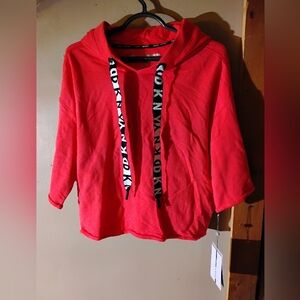 Red DKNY Hoodie with Logo Drawstrings Size Large-BrandNew With Tag Price $59.00